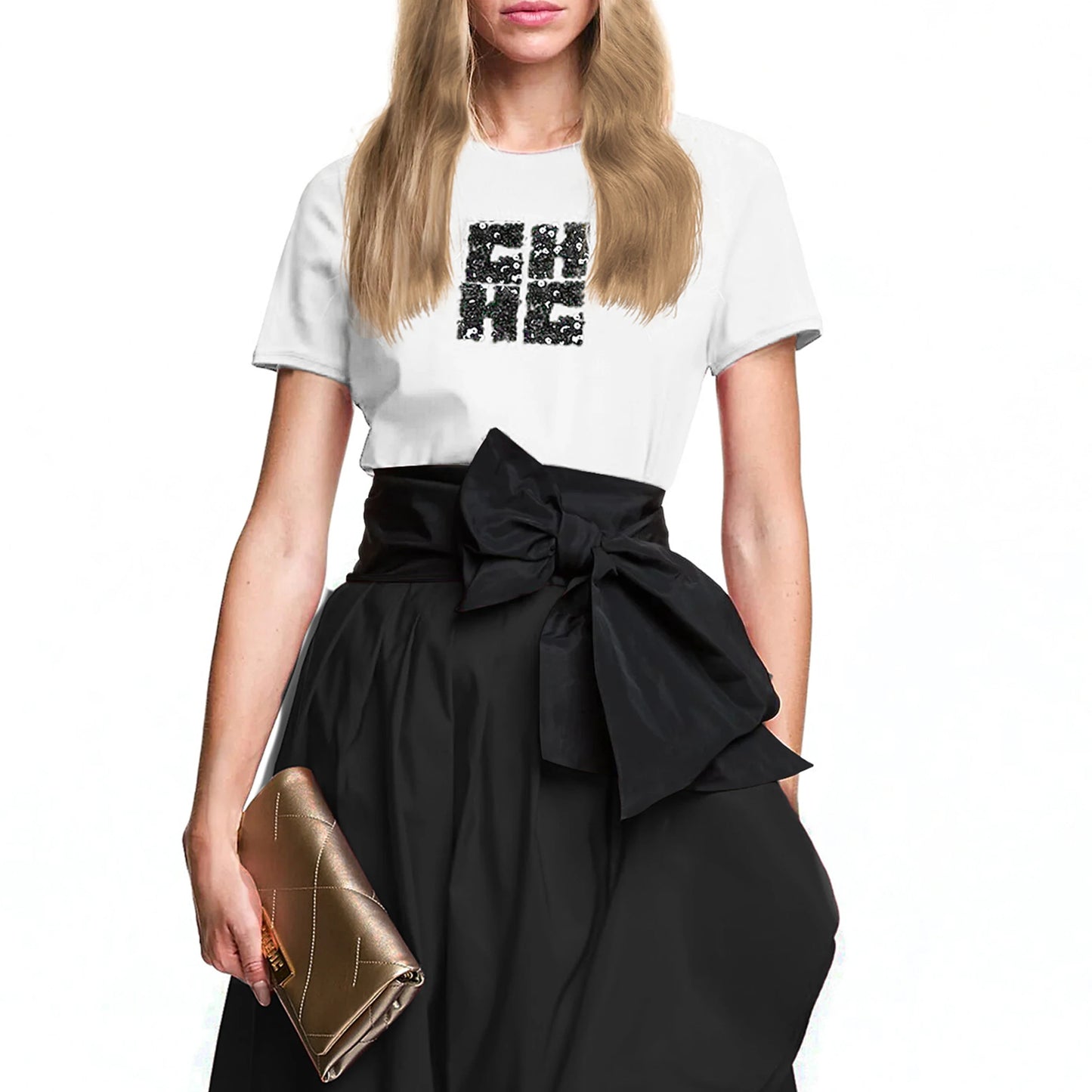 CHCH Summer Women's T-shirt Casuals Basic Fashionable Solid Lady Short Sleeve Loose Luxury Brand Tops Shirts Tops