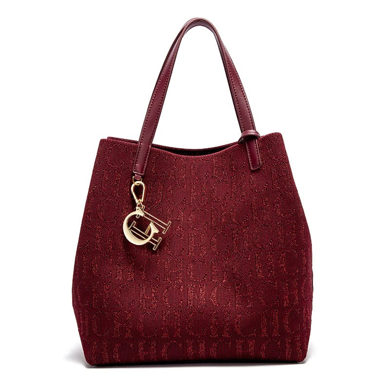 Fashion New Solid Color Women's Bucket Bag Large Capacity Letter Design Small Card Bag Accessories Handbag