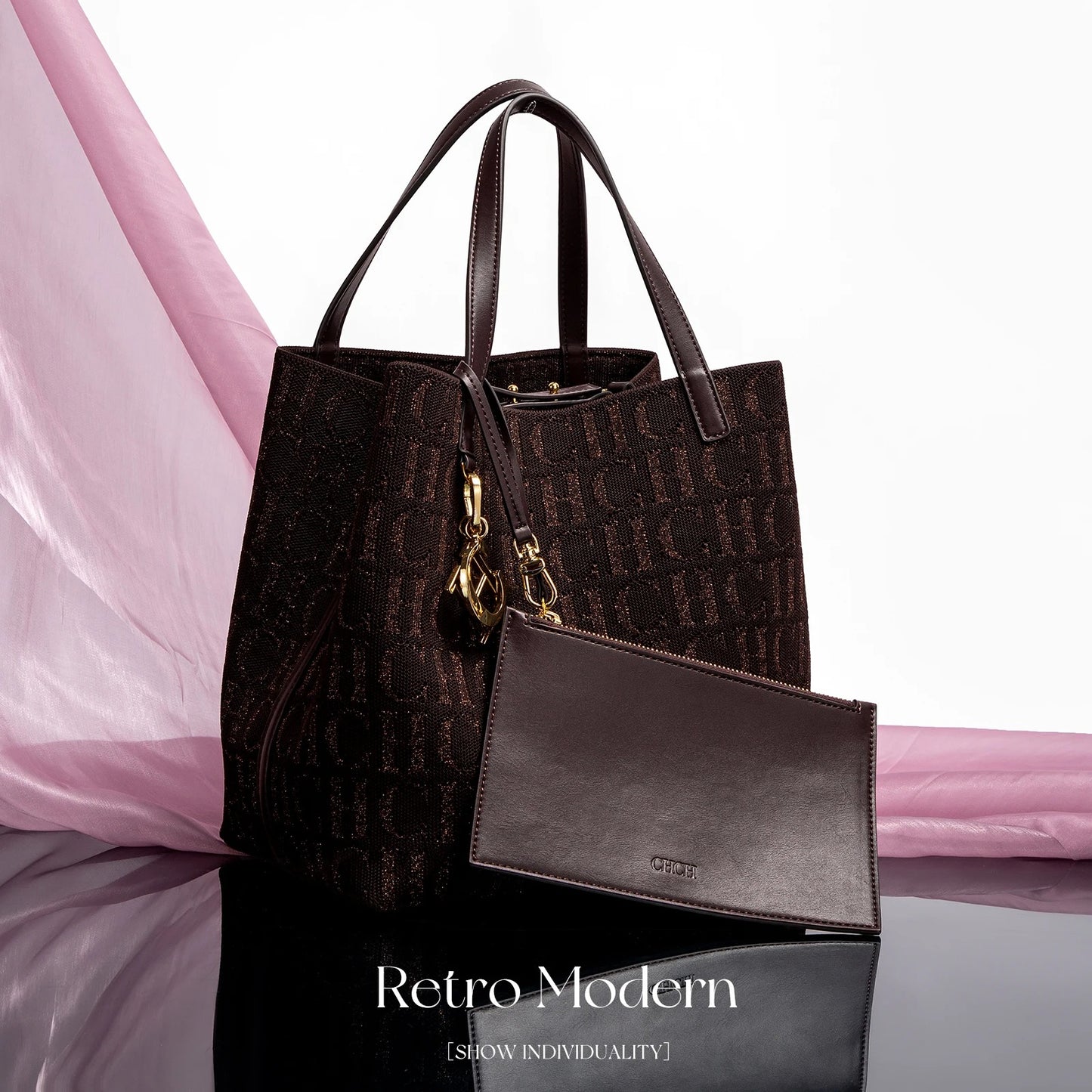 Fashion New Solid Color Women's Bucket Bag Large Capacity Letter Design Small Card Bag Accessories Handbag