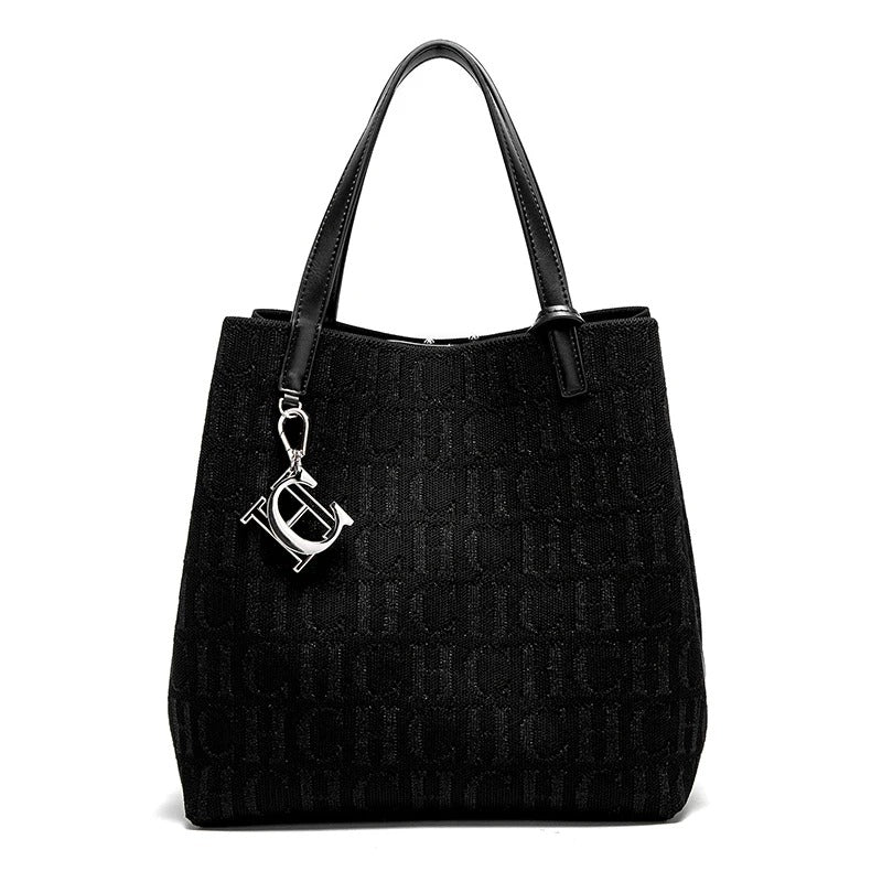 Fashion New Solid Color Women's Bucket Bag Large Capacity Letter Design Small Card Bag Accessories Handbag