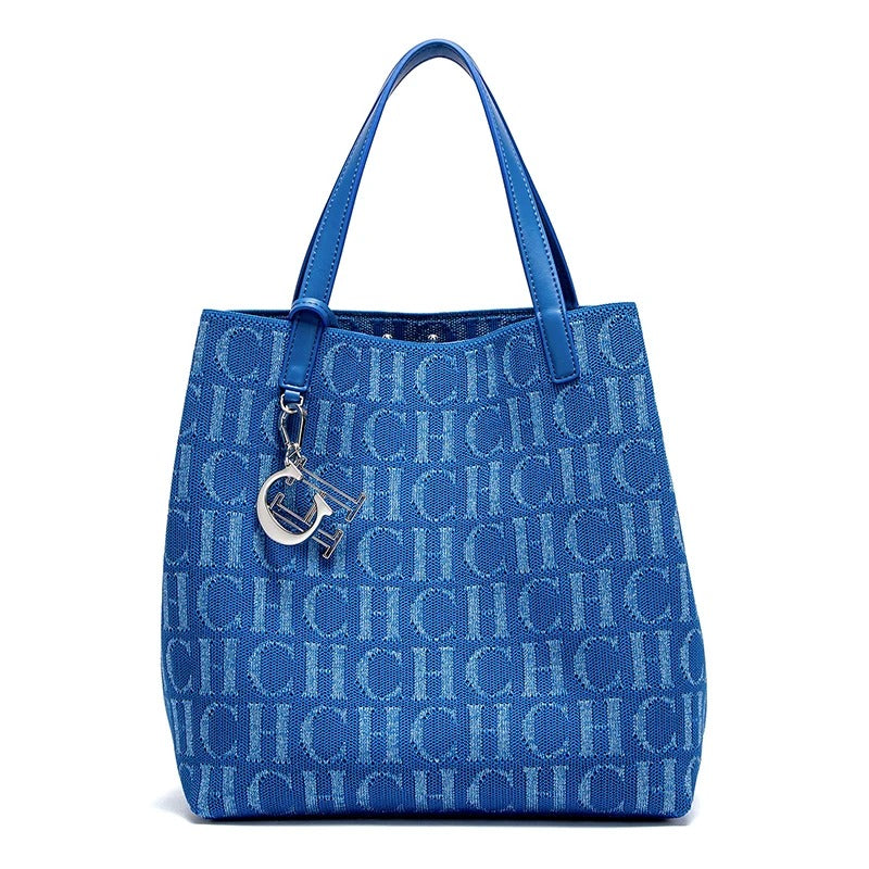 Fashion New Solid Color Women's Bucket Bag Large Capacity Letter Design Small Card Bag Accessories Handbag